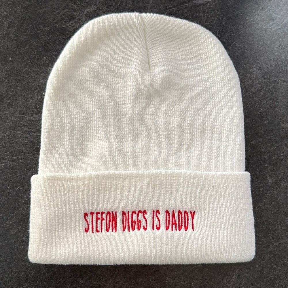 NWOT STEFON DIGGS IS DADDY WHITE BEANIE